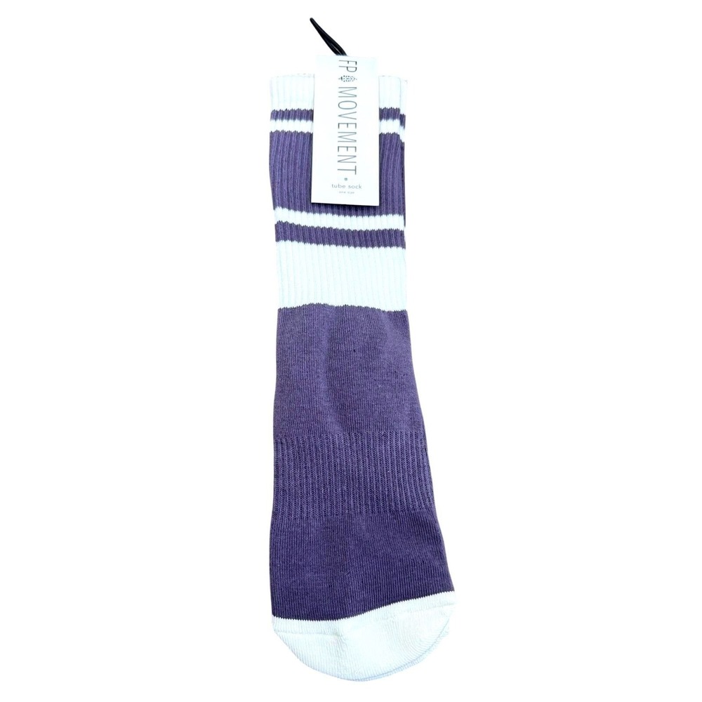 Free People FP Movement Tube Sock Womens OS Purple NWT Striped Lucky Honey Crew
